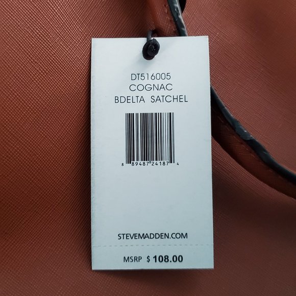 BRAND NEW Steve Madden Cognac Bdelta Satchel Purse - Picture 8 of 9